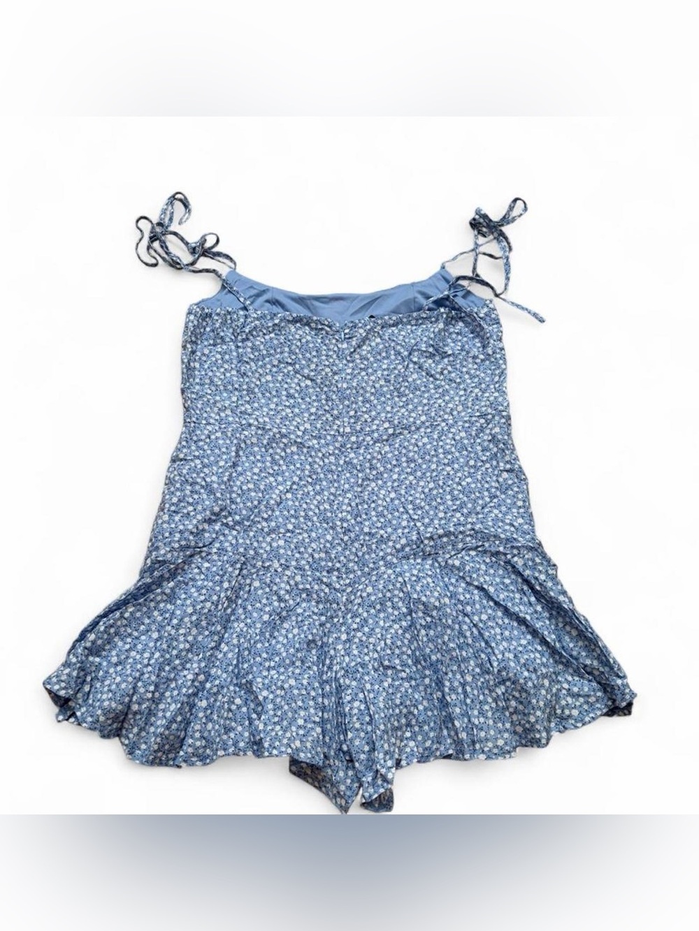 Blue Floral Ruffle romper - Picture 2 of 4